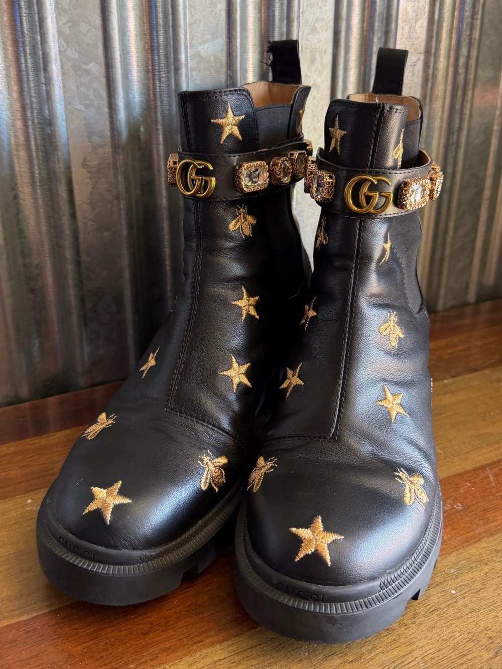 Gucci Bee and Star Embroidered Boots